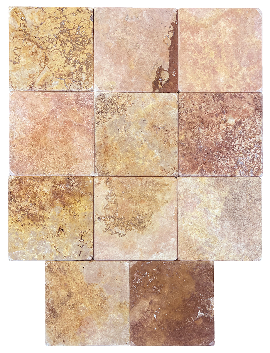 12" x 12" Tile Peach Tumbled or Tumbled & Antiqued - Image 3