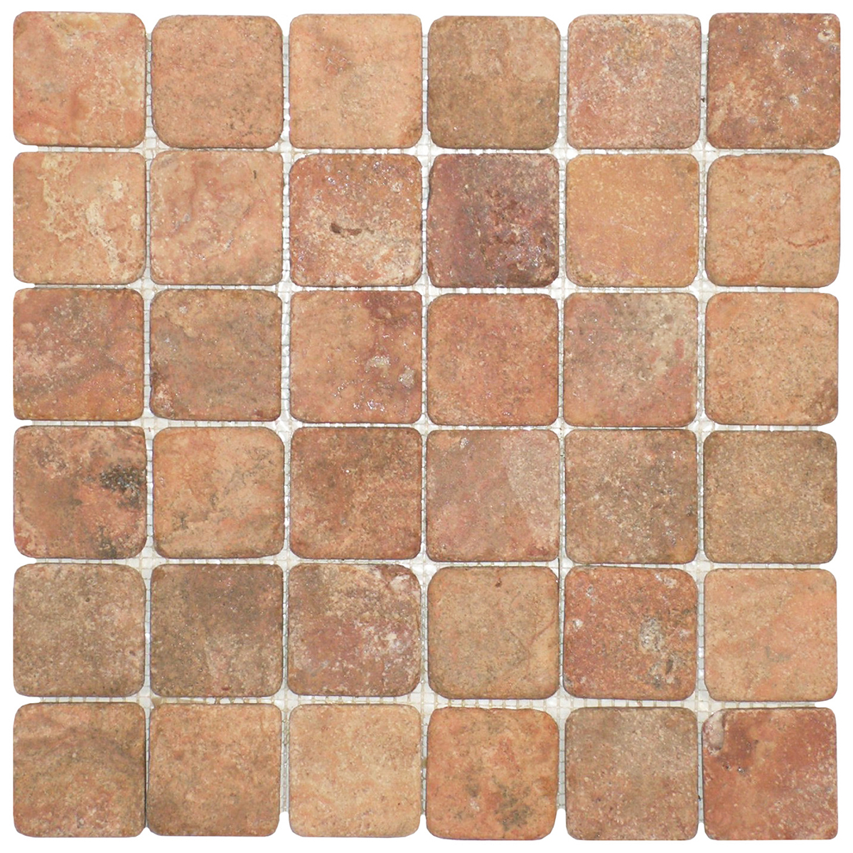 2" x 2" Mosaic Peach Tumbled