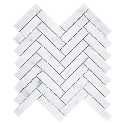 Herringbone White Carrara Premium Polished