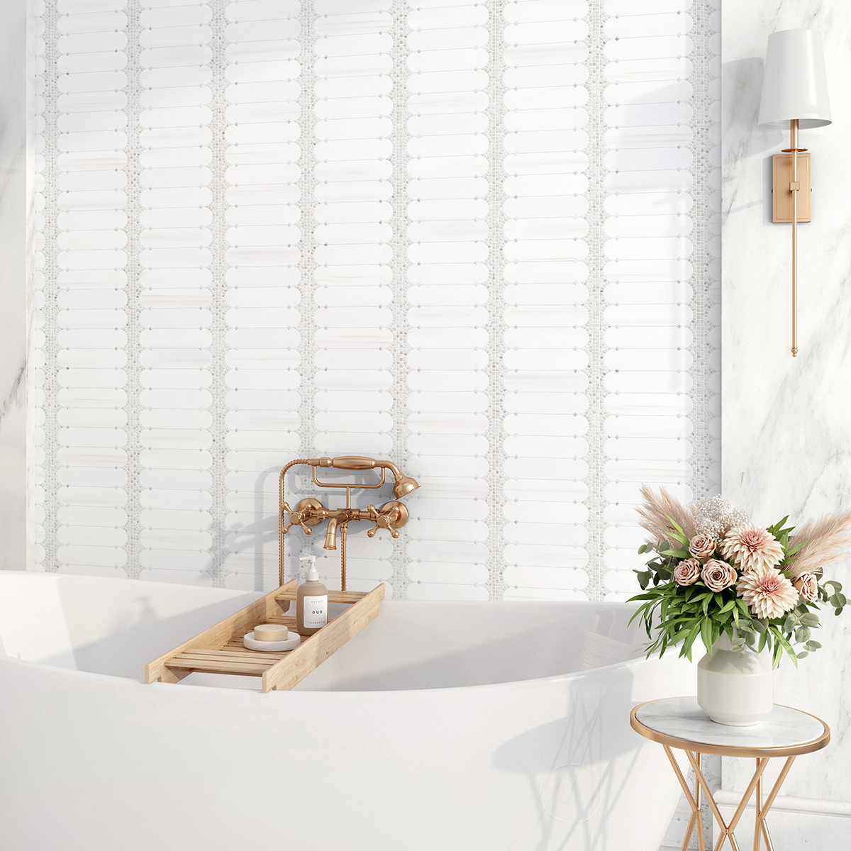 Valencia White Elegant Select, Calacatta Gold Honed & Tumbled - Image 4