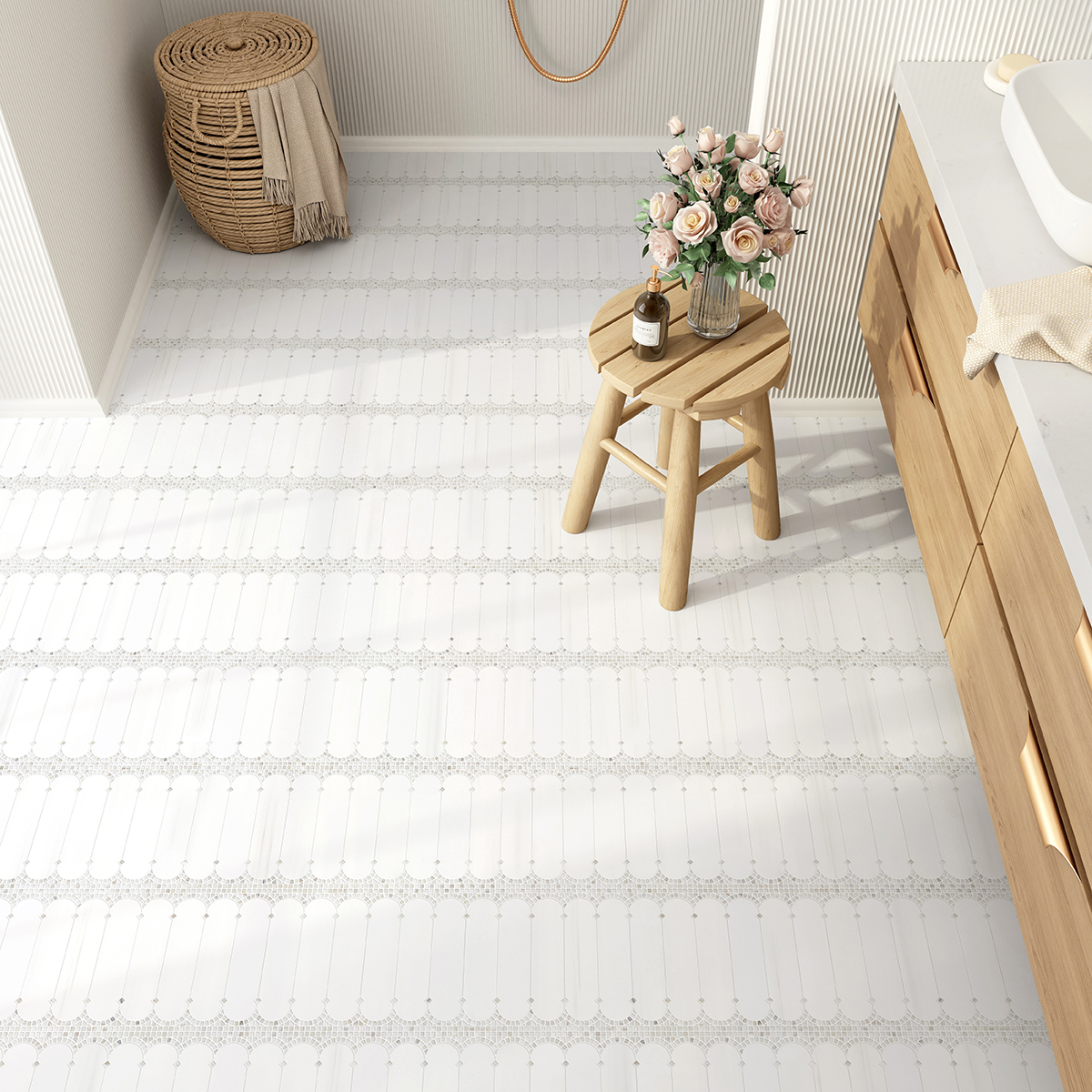 Valencia White Elegant Select, Calacatta Gold Honed & Tumbled - Image 3