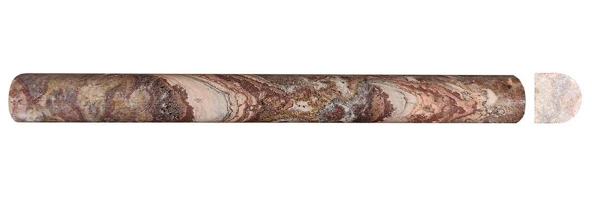 1" Bullnose Red Sea Honed