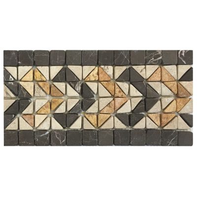 #12N Border Nero Marquina, Aztec, Peach Tumbled