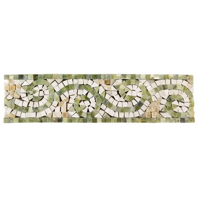 #16 Scroll Border Green Olivine, Cream Marfil, Golden Honey Polished