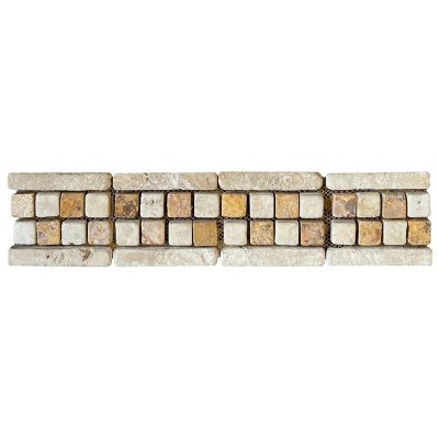#4P Checkerboard Border Durango, Peach Tumbled
