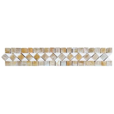 #9W-R Border (Reverse Color) Golden Honey, White Thassos Polished