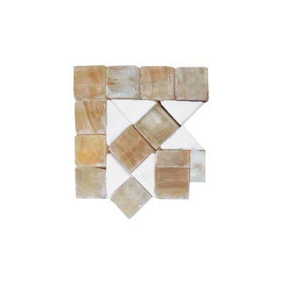 #9W-Rc Corner (Reverse Color) Golden Honey, White Thassos Polished